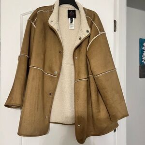 Tan Issac Mizrahi Shearling Lined Women's Jacket